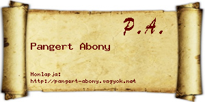 Pangert Abony névjegykártya